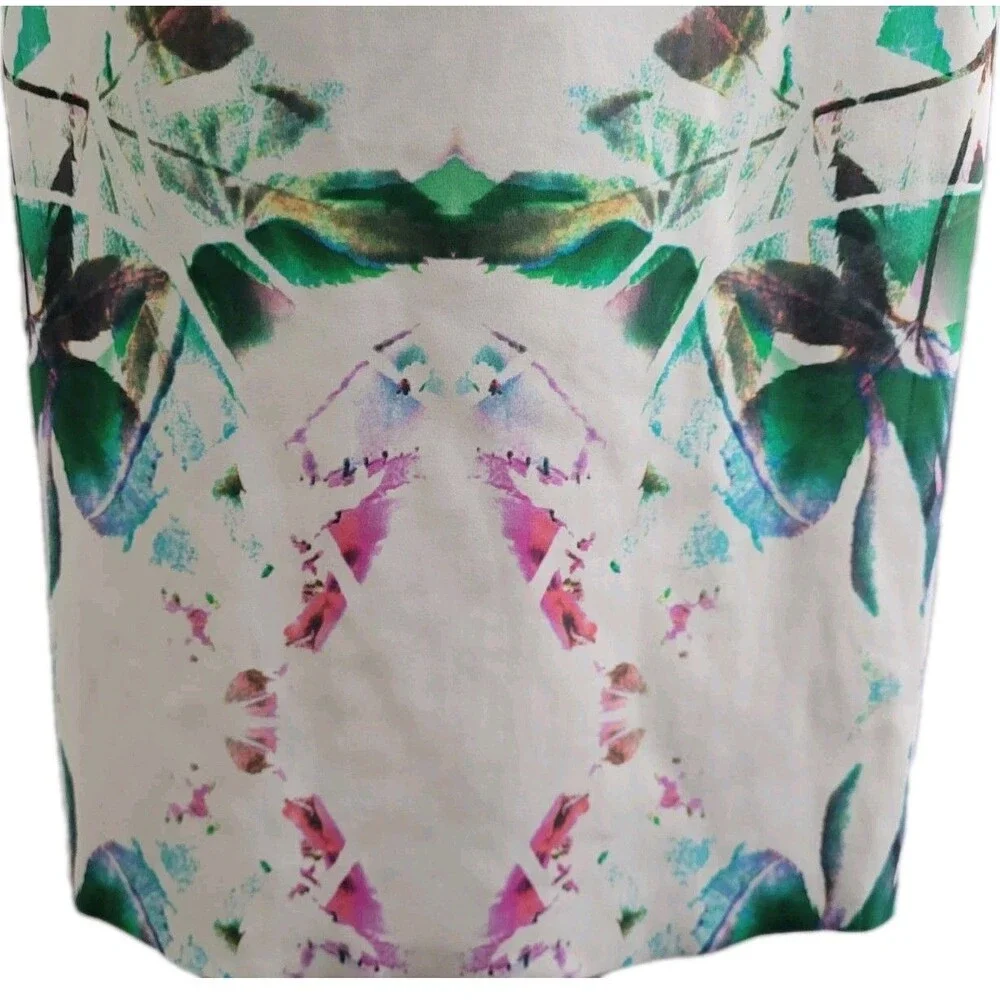 Chiara Boni La Petite Robe Italy Green Botanical Sheath Midi Dress 42 US 6 - Picture 6 of 10